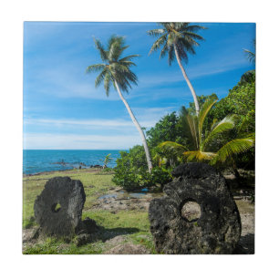 Rai Stones On Yap Island Ceramic Tile