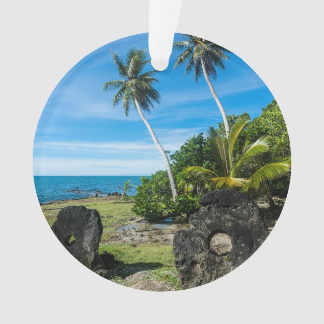 Rai Stones On Yap Island Ornament (Front)