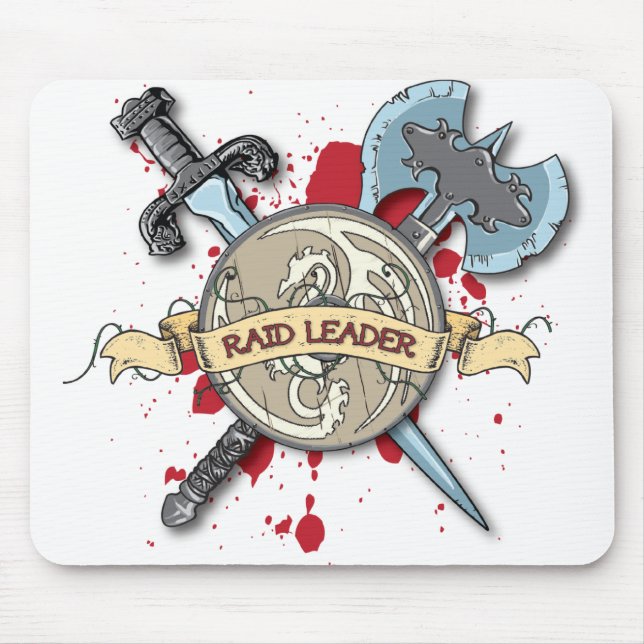 RAID LEADER Tattoo - Sword, Axe, and Shield Mouse Pad (Front)