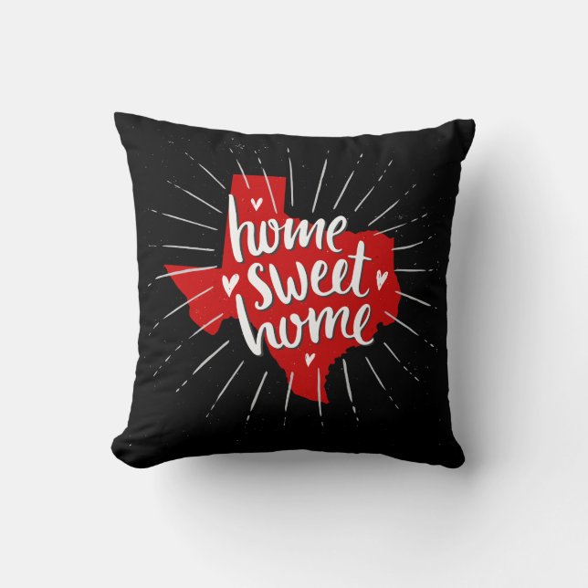 Raider Red and Black Home Sweet Home - Texas Cushion (Front)