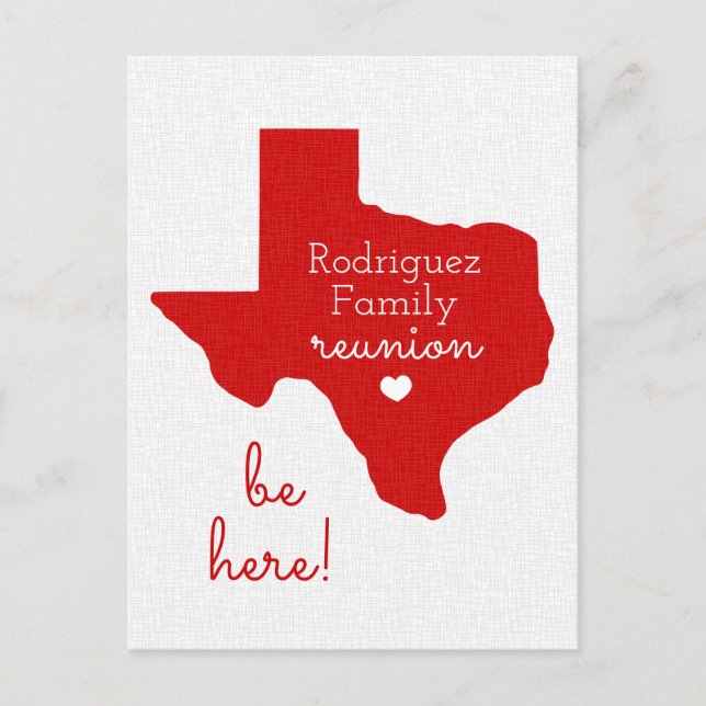 Raider Red State of Texas Family Reunion Postcard (Front)