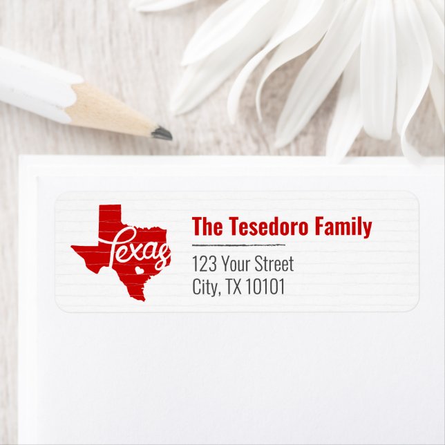 Raider Red Texas Heart Return Address Label (Insitu)