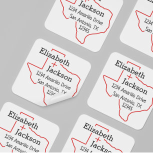 Raider Red Texas Silhouette Couple Address Label