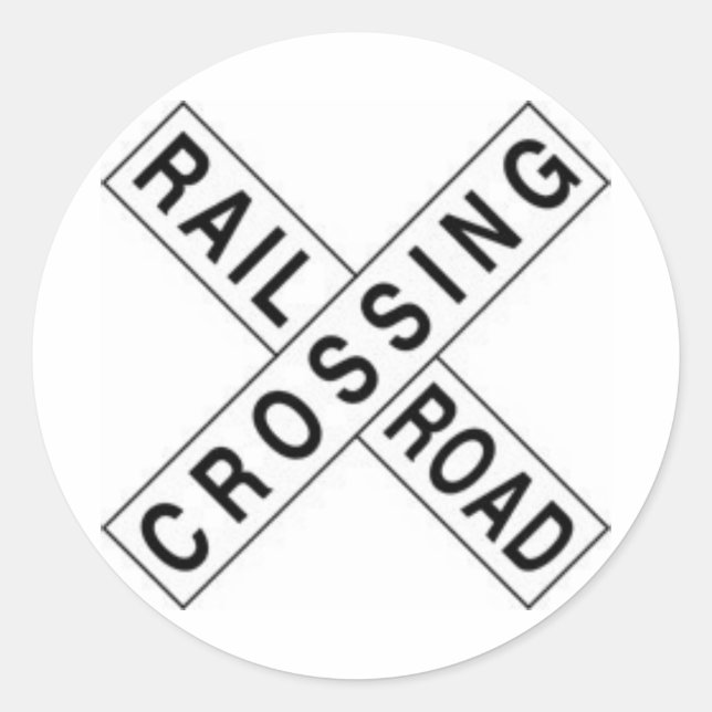 RAIL ROAD CROSSING CLASSIC ROUND STICKER (Front)