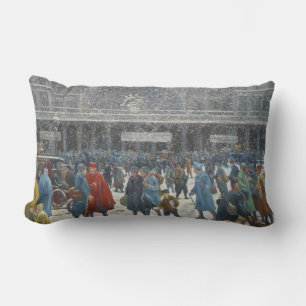 Rail Station Under the Snow (Paris, France) Lumbar Cushion