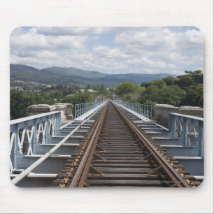 Rail Tracks On Top Of Eiffel Bridge Mouse Pad