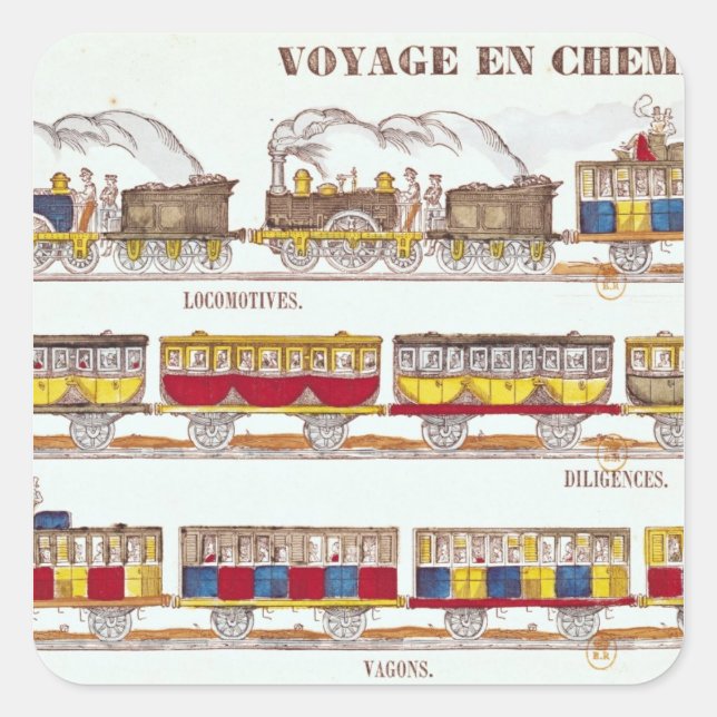 Rail Travel in 1845 Square Sticker (Front)