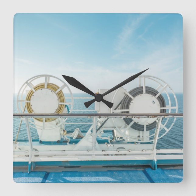 Railing Of A Cruise Ship Square Wall Clock (Front)