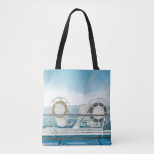 Railing Of A Cruise Ship Tote Bag