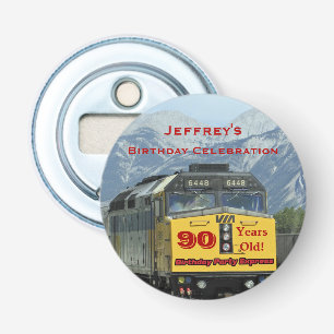 Railroad 90th Birthday Party Favour Name Magnetic Bottle Opener