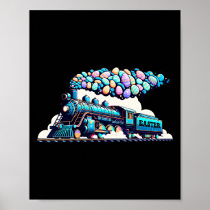 Railroad Bunny Train Easter Egg Kids Toddler Boys  Poster