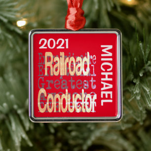 Railroad Conductor Extraordinaire CUSTOM Metal Ornament