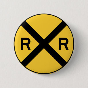 Railroad Crossing 6 Cm Round Badge