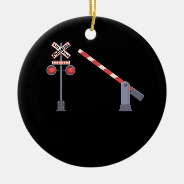 Railroad Crossing Barrier Sign Halloween Costume D Ceramic Ornament (Front)