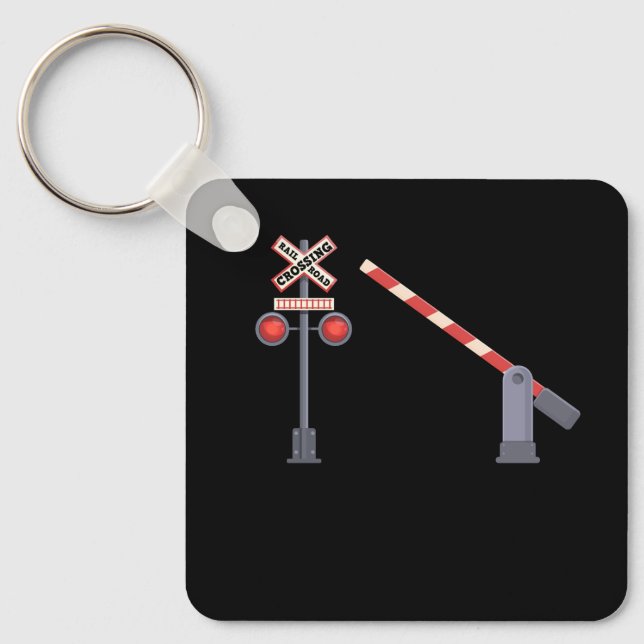 Railroad Crossing Barrier Sign Halloween Costume D Key Ring (Front)