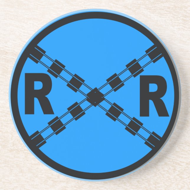 Railroad Crossing Highway Road Sign Coaster (Front)