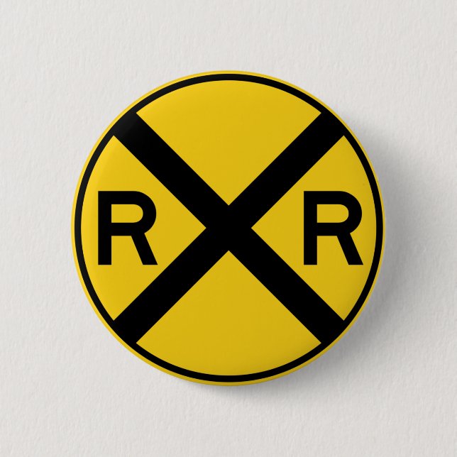 Railroad Crossing Highway Sign 6 Cm Round Badge (Front)
