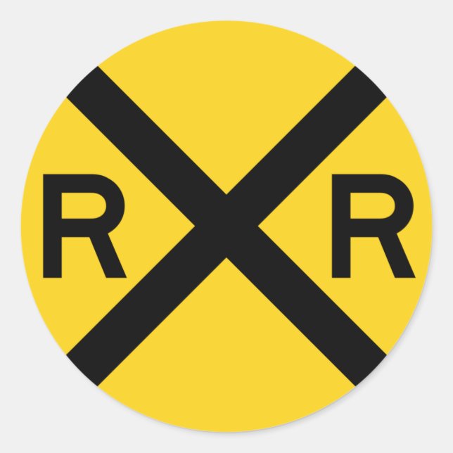 Railroad Crossing Highway Sign Classic Round Sticker (Front)