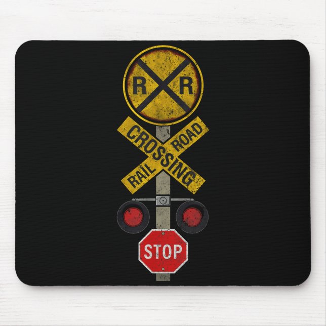 Railroad Crossing Locomotive Model Train Lover Roa Mouse Pad (Front)