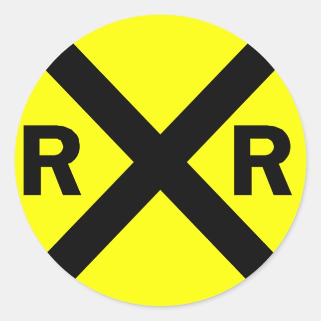 Railroad crossing sign round classic round sticker (Front)