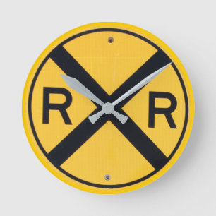 Railroad Crossing Sign Round Clock