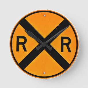 Railroad Crossing Sign Wall Clock