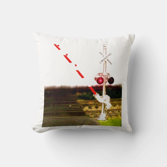 Railroad Crossing Signal And Railroad Tracks Cushion (Front)