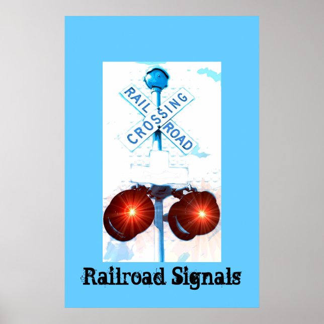 Railroad Crossing Signal Scenery Poster (Front)