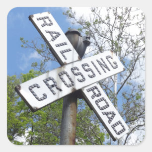 Railroad Crossing Square Sticker