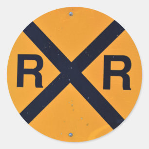Railroad Crossing Warning Sign Classic Round Sticker