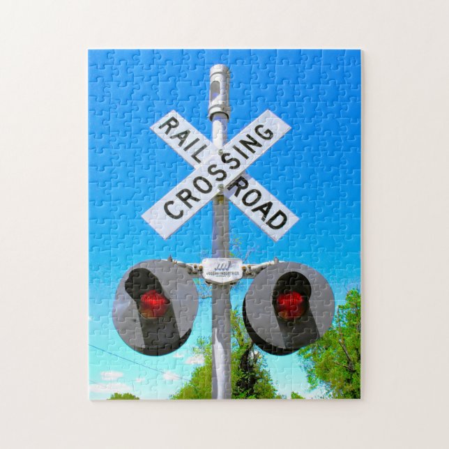 Railroad Crossing With Electronic Bell Jigsaw Puzzle (Vertical)