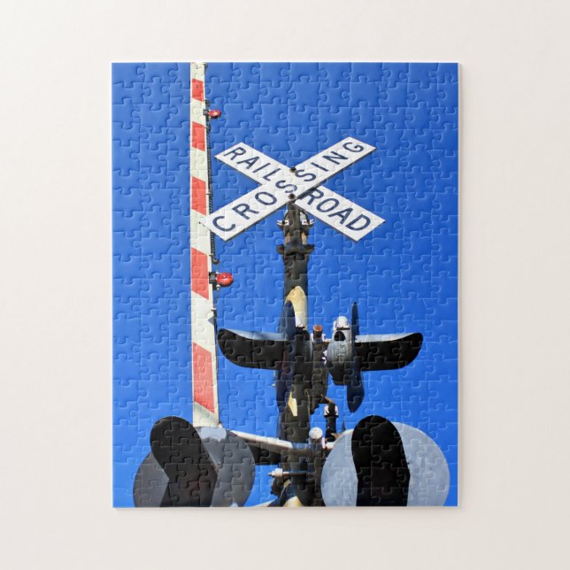 Railroad Crossing With Gate Jigsaw Puzzle (Vertical)