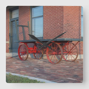 railroad depot square wall clock