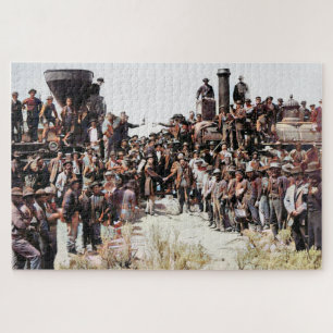 Railroad East Meets West Laying of Last Rail Colou Jigsaw Puzzle