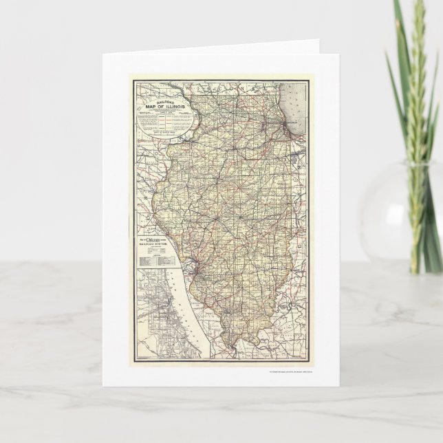 Railroad Map Of Illinois 1898 Card (Front)