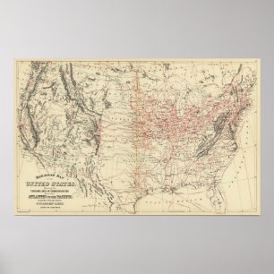 Railroad map US Poster