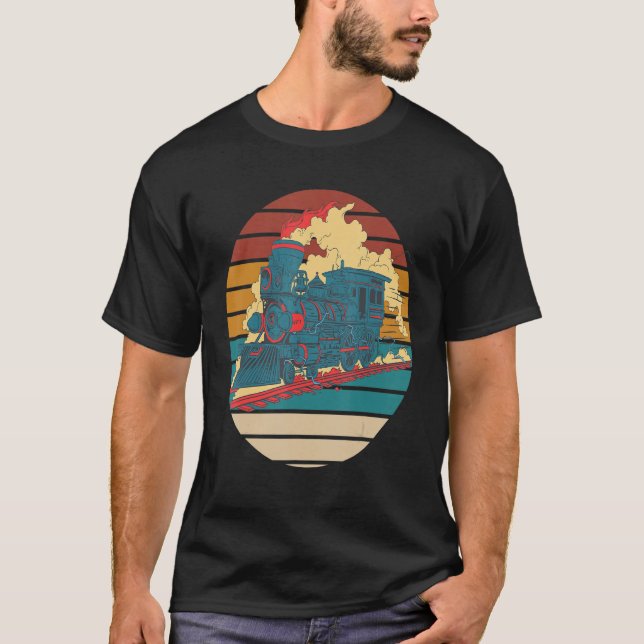Railroad Steam Locomotive Retro Railway Train Cond T-Shirt (Front)