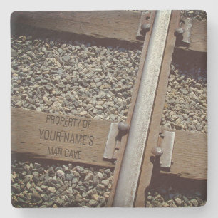 Railroad Track Customisable Man-Cave Stone Coaster