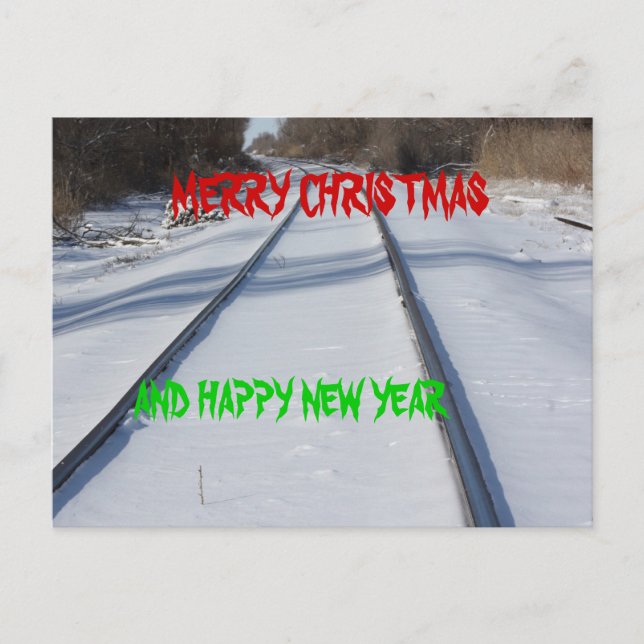 RAILROAD TRACK MERRY CHRISTMAS Postcard (Front)