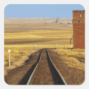Railroad tracks lead to old granary at Collins Square Sticker