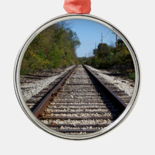 Railroad Tracks Photo on Circle Ornament