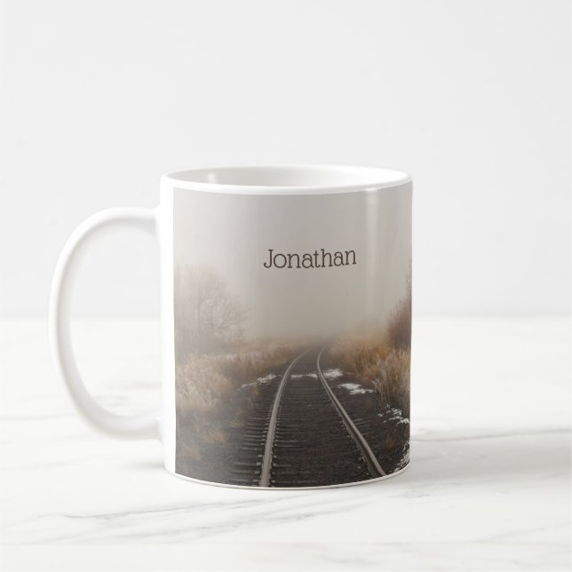 Railroad Tracks Scenic Personalised Photo Coffee Mug (Left)