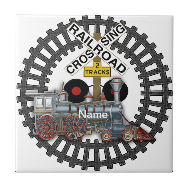 Railroad Train Ceramic Tile (Front)