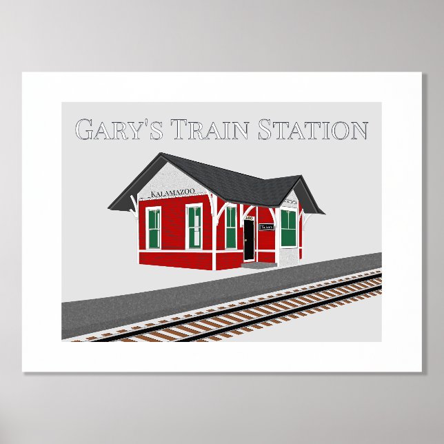 Railroad Train Depot Foil Text at Top Print Poster (Front)