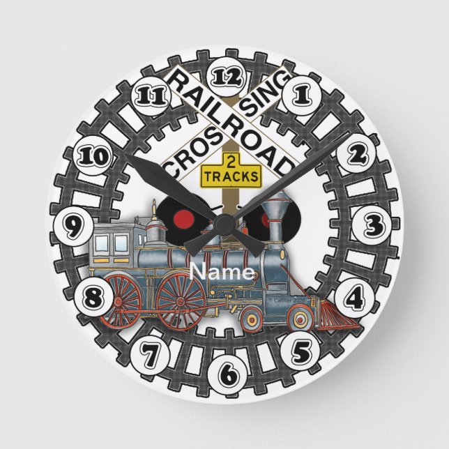 Railroad Train Round Clock (Front)