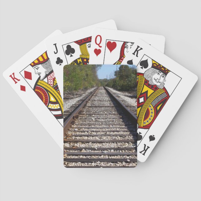 Railroad Train Tracks Photograph Playing Cards (Back)