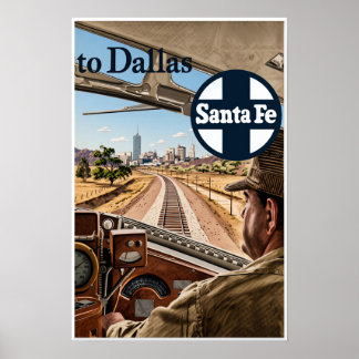 Railroad travel to Dallas Ad poster