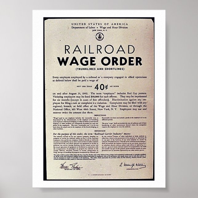 Railroad Wage Order Poster (Front)