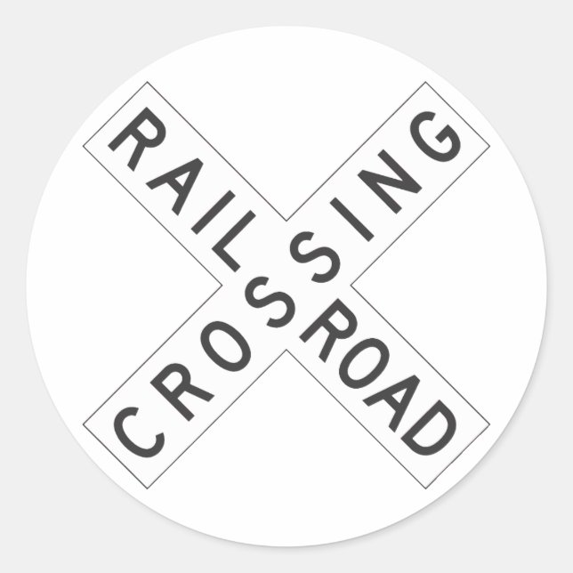 RailroadCrossing Sign Classic Round Sticker (Front)