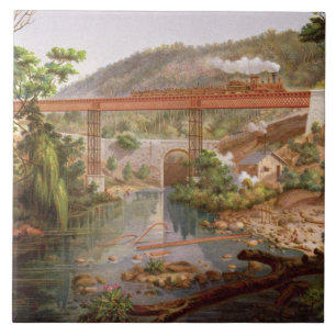 Railway Bridge at Atoyac, from 'Album of the Mexic Ceramic Tile